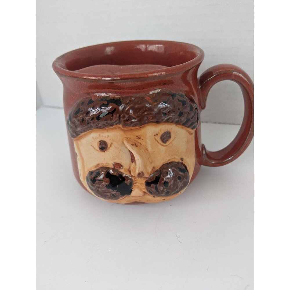 Funny Face Pottery Mug, Vintage Man Cave Decor
